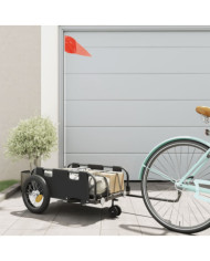 Remorque de vélo noir tissu oxford et fer | Mobilier & Déco