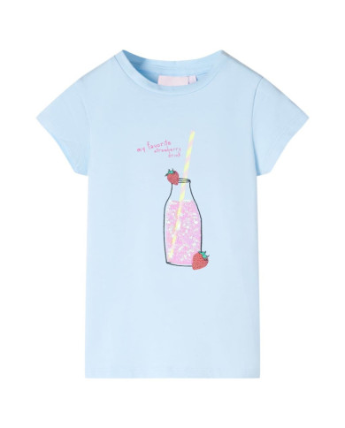 T-shirt pour enfants bleu doux 140 | Mobilier & Déco