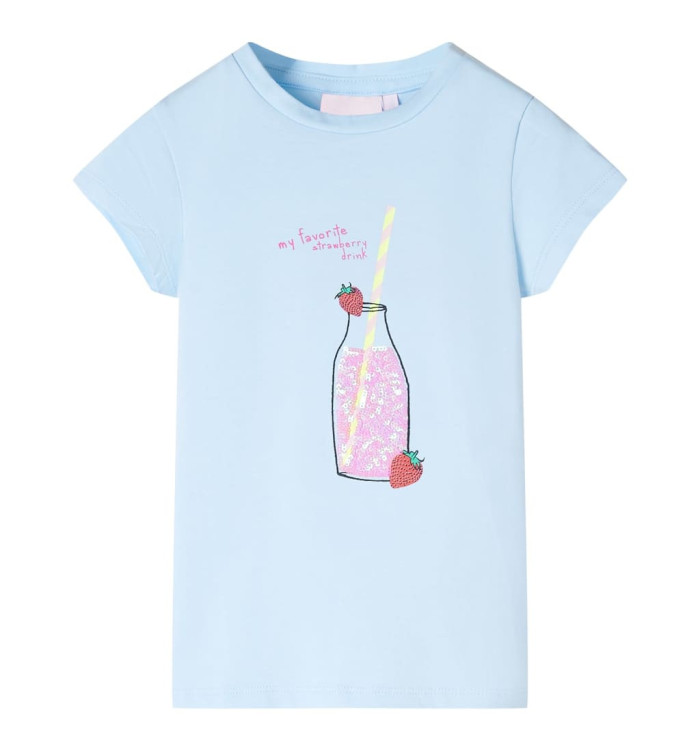 T-shirt pour enfants bleu doux 140 | Mobilier & Déco