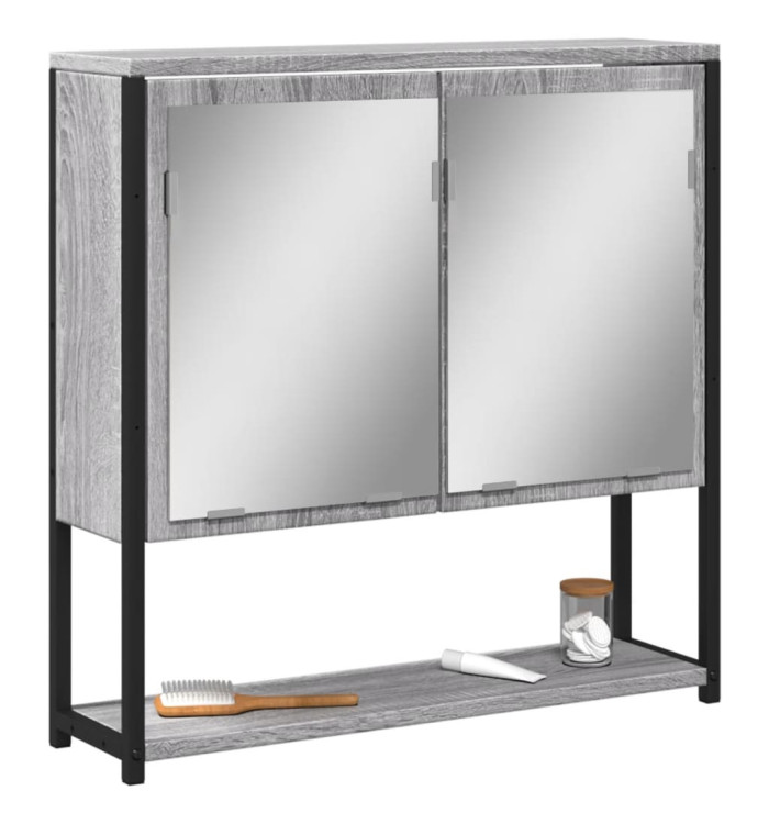 Armoire à miroir de salle de bain sonoma gris bois d’ingénierie | Mobilier & Déco