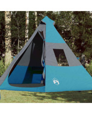Tente de camping tipi 7 personnes bleu imperméable | Mobilier & Déco