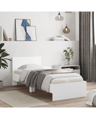Cadre de lit sans matelas avec tête de lit blanc 75x190 cm | Mobilier & Déco