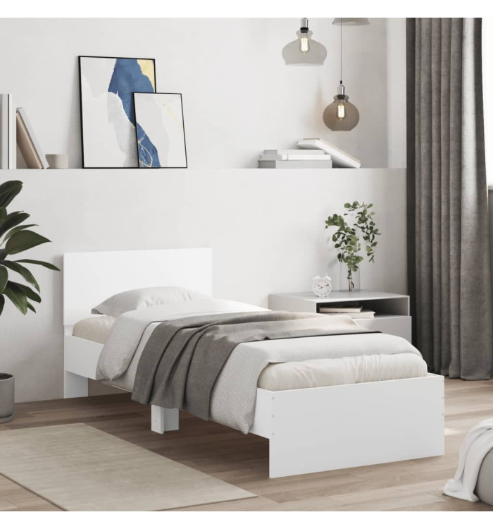 Cadre de lit sans matelas avec tête de lit blanc 75x190 cm | Mobilier & Déco