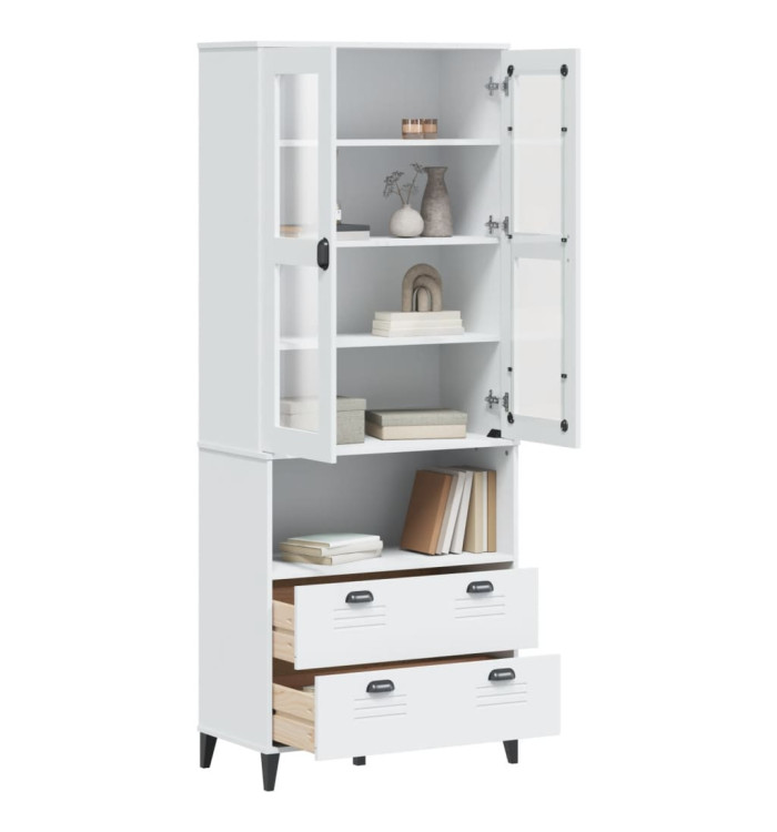 Buffet VIKEN blanc 80x40x200 cm bois massif de pin | Mobilier & Déco