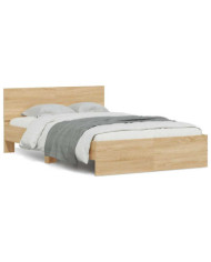 Cadre de lit avec tête de lit et LED chêne sonoma 140x200 cm | Mobilier & Déco