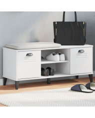 Banc à chaussures VIKEN blanc 106x35x45 cm bois massif de pin | Mobilier & Déco