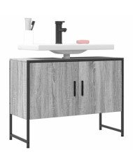 Armoire lavabo de salle de bain sonoma gris bois d'ingénierie | Mobilier & Déco