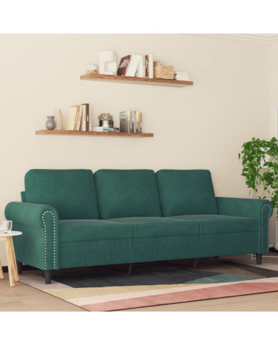 Canapé à 3 places Vert foncé 180 cm Velours | Mobilier & Déco