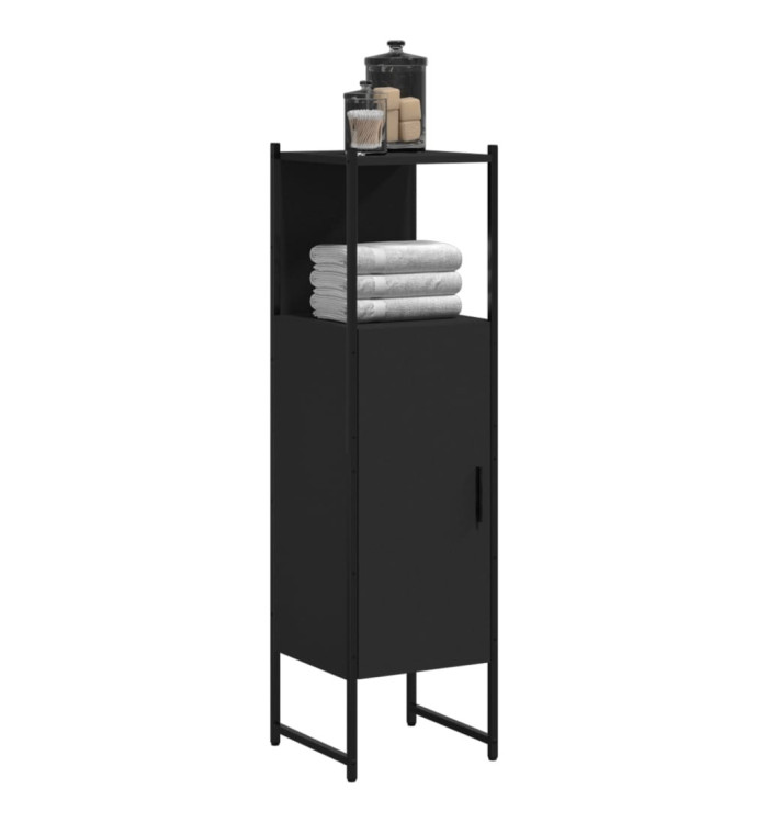 Armoire de salle de bain noir 33x33x120,5 cm bois d'ingénierie | Mobilier & Déco