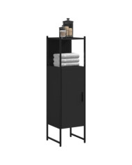 Armoire de salle de bain noir 33x33x120,5 cm bois d'ingénierie | Mobilier & Déco