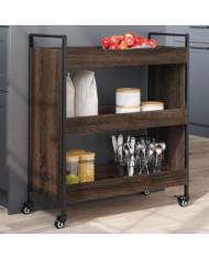 Chariot de cuisine chêne marron 70x30x82 cm bois d'ingénierie | Mobilier & Déco