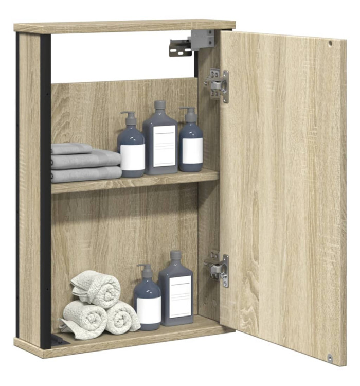 Armoire à miroir de salle de bain chêne sonoma bois ingénierie | Mobilier & Déco