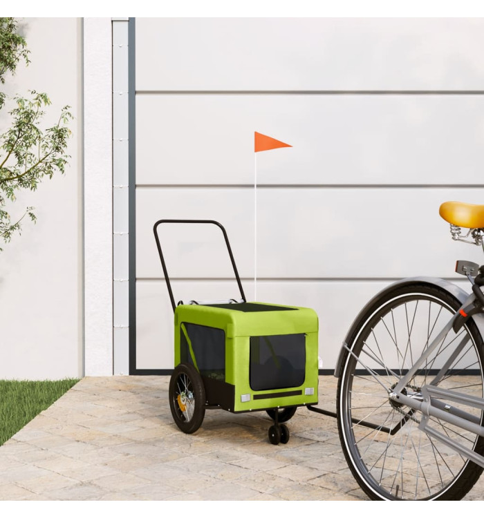 Remorque de vélo pour animaux de compagnie vert et noir | Mobilier & Déco