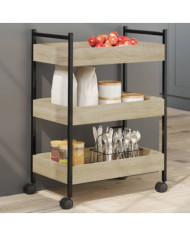 Chariot de cuisine chêne sonoma 50x30x70 cm bois d'ingénierie | Mobilier & Déco