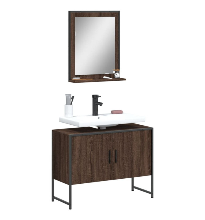 Ensemble d'armoires de salle de bain 2 pcs chêne marron | Mobilier & Déco