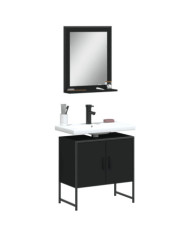 Ensemble d'armoires de salle de bain 2 pcs noir bois ingénierie | Mobilier & Déco