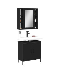 Ensemble de meubles salle de bain 2 pcs noir bois d'ingénierie | Mobilier & Déco