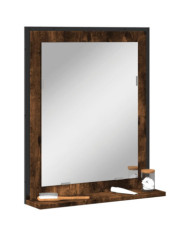 Miroir de salle de bain et étagère chêne fumé bois d’ingénierie | Mobilier & Déco