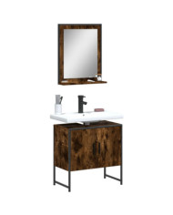 Ensemble d'armoires de salle de bain 2 pcs chêne fumé | Mobilier & Déco