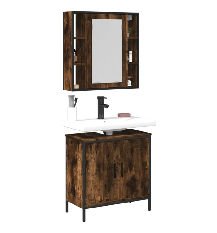 Ensemble de meubles de salle de bain 2 pcs Chêne fumé | Mobilier & Déco