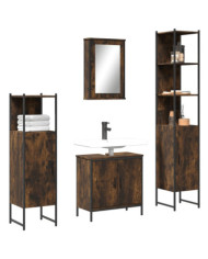 Ensemble de meubles de salle de bain 4 pcs Chêne fumé Bois | Mobilier & Déco