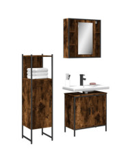 Ensemble d'armoires de salle de bain 3 pcs chêne fumé | Mobilier & Déco