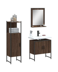 Ensemble d'armoires de salle de bain 3 pcs chêne marron | Mobilier & Déco