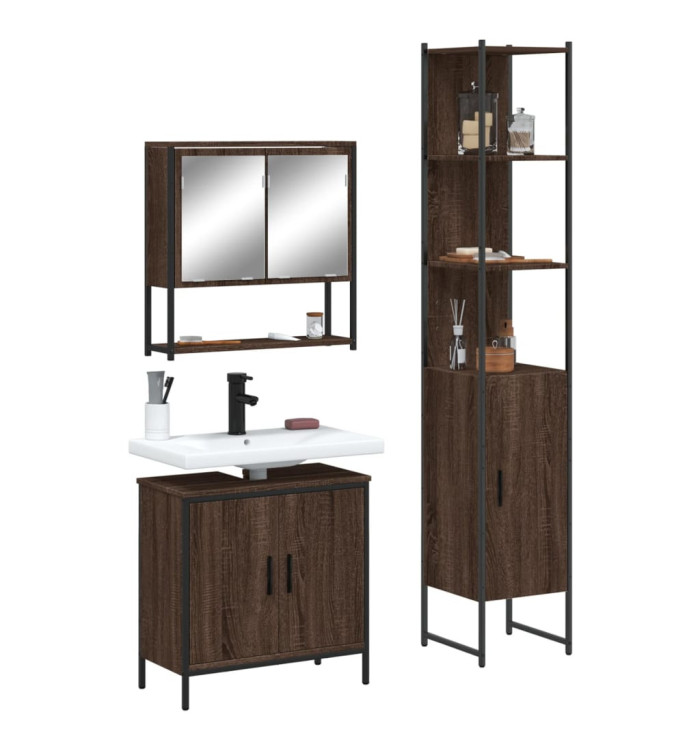 Ensemble de meubles de salle de bain 3 pcs Chêne marron | Mobilier & Déco