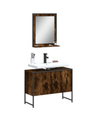 Ensemble d'armoires de salle de bain 2 pcs chêne fumé | Mobilier & Déco