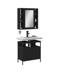 Ensemble de meubles salle de bain 2 pcs noir bois d'ingénierie | Mobilier & Déco