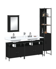 Ensemble de meubles salle de bain 4 pcs noir bois d'ingénierie | Mobilier & Déco
