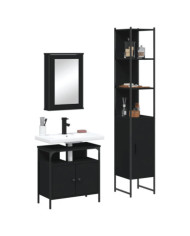 Ensemble de meubles salle de bain 3 pcs noir bois d'ingénierie | Mobilier & Déco