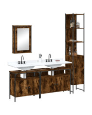 Ensemble de meubles de salle de bain 4 pcs Chêne fumé Bois | Mobilier & Déco