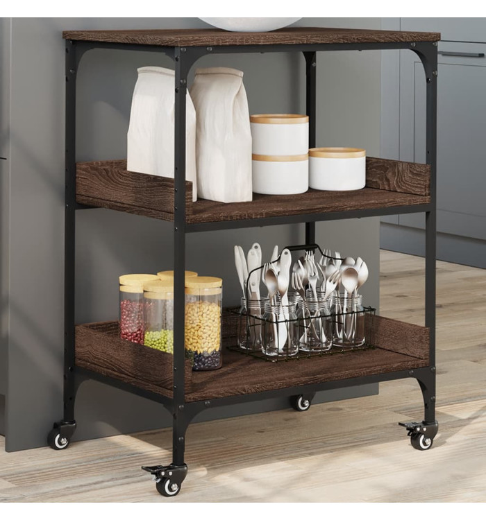 Chariot de cuisine chêne marron 60x41x80,5 cm bois d'ingénierie | Mobilier & Déco
