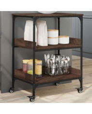 Chariot de cuisine chêne marron 60x41x80,5 cm bois d'ingénierie | Mobilier & Déco