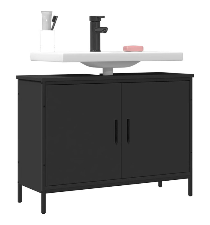 Armoire lavabo de salle de bain noir 80x30x60 cm | Mobilier & Déco