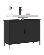 Armoire lavabo de salle de bain noir 80x30x60 cm | Mobilier & Déco