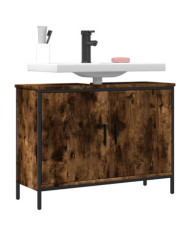 Armoire lavabo de salle de bain chêne fumé 80x30x60 cm | Mobilier & Déco