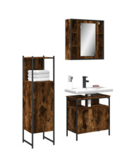 Ensemble d'armoires de salle de bain 3 pcs chêne fumé | Mobilier & Déco