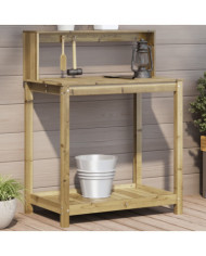Table de rempotage avec étagères bois de pin imprégné | Mobilier & Déco