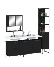 Ensemble de meubles salle de bain 4 pcs noir bois d'ingénierie | Mobilier & Déco