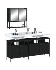 Ensemble de meubles salle de bain 3 pcs noir bois d'ingénierie | Mobilier & Déco