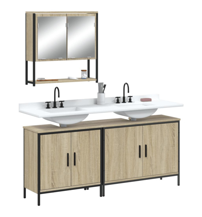 Ensemble de meubles de salle de bain 3 pcs chêne sonoma | Mobilier & Déco