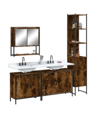 Ensemble de meubles de salle de bain 4 pcs Chêne fumé Bois | Mobilier & Déco