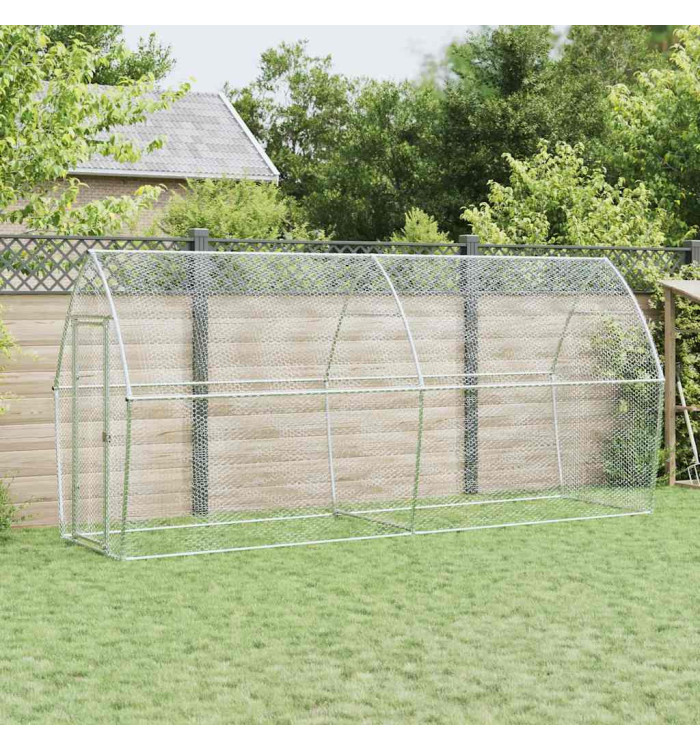 Cage pour poules argenté 400x105x182 cm acier galvanisé | Mobilier & Déco