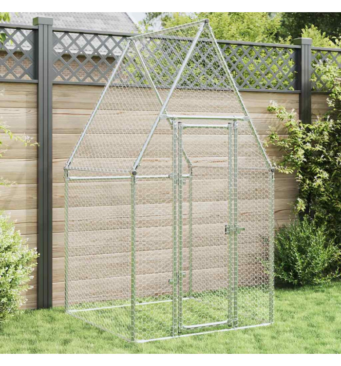 Cage pour poules argenté 100x100x190 cm acier galvanisé | Mobilier & Déco