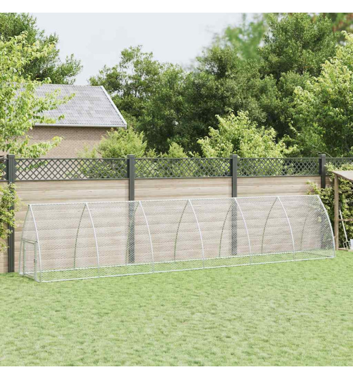 Cage pour poules argenté 600x105x120 cm acier galvanisé | Mobilier & Déco