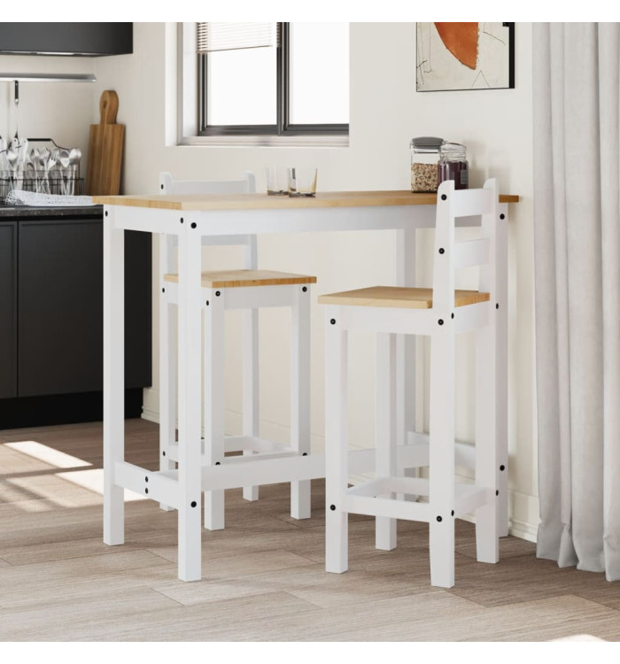 Ensemble de bar 3 pcs Blanc Bois de pin massif | Mobilier & Déco