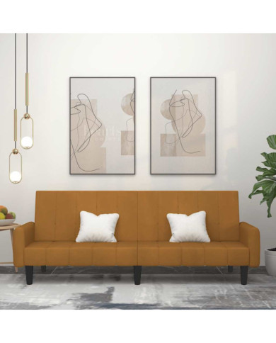 Canapé-lit à 2 places marron velours | Mobilier & Déco
