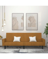 Canapé-lit à 2 places marron velours | Mobilier & Déco